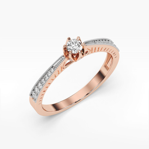 Pierścionek z różowego złota z diamentami  - próba 585 0,30CT PV-187C