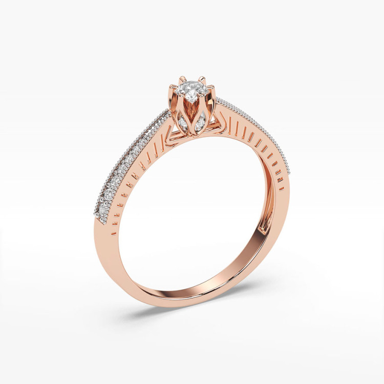 Pierścionek z różowego złota z diamentami  - próba 585 0,30CT PV-187C
