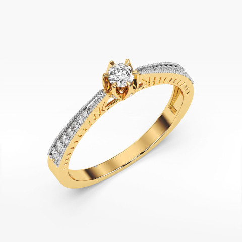 Pierścionek z żółtego złota z diamentami  - próba 585 0,30CT PV-187A