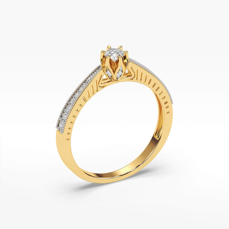 Pierścionek z żółtego złota z diamentami  - próba 585 0,30CT PV-187A
