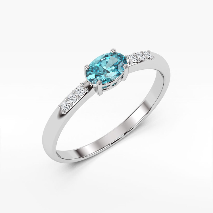 Pierścionek z białego złota z topazem Swiss - próba 585 0,53CT PV-197BT