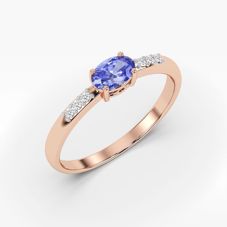 Pierścionek z różowego złota z tanzanitem - próba 585 0,43CT PV-197CTAN