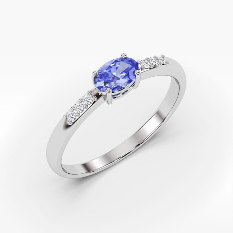 Pierścionek z białego złota z tanzanitem - próba 585 0,43CT PV-197BTAN