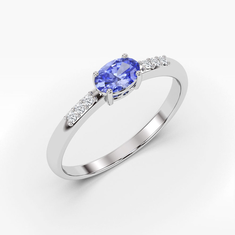Pierścionek z białego złota z tanzanitem - próba 585 0,43CT PV-197BTAN
