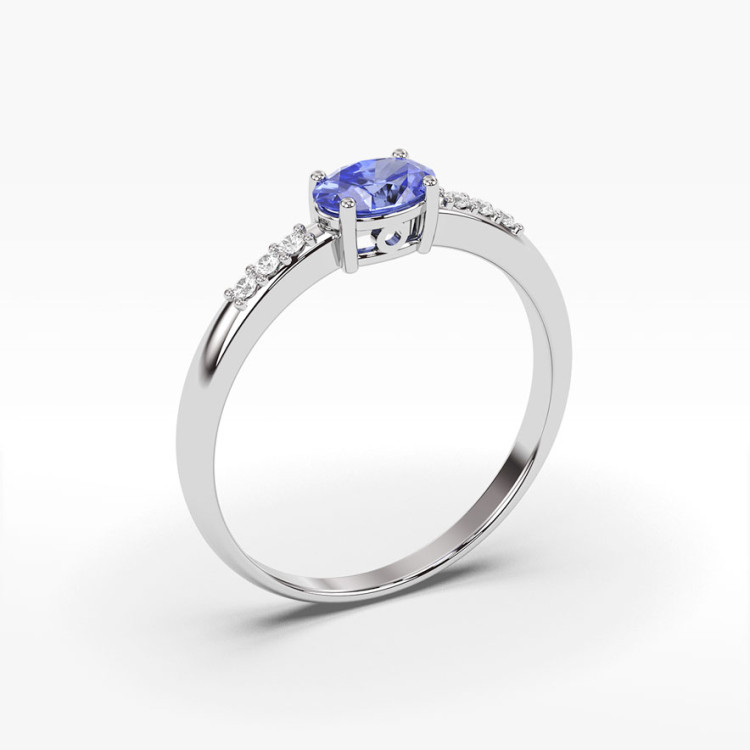 Pierścionek z białego złota z tanzanitem - próba 585 0,43CT PV-197BTAN