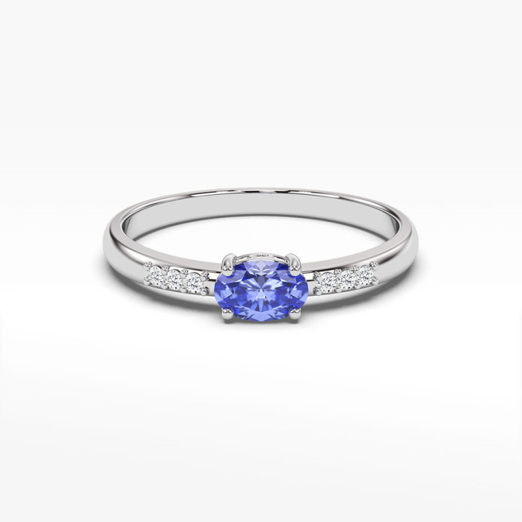 Pierścionek z białego złota z tanzanitem - próba 585 0,43CT PV-197BTAN
