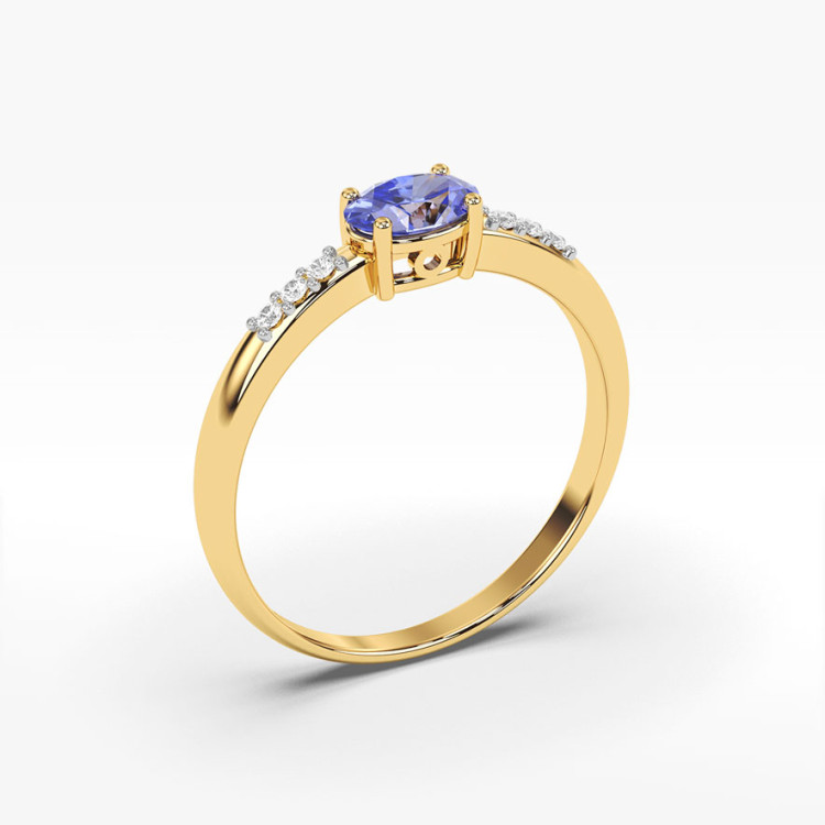 Pierścionek z żółtego złota z tanzanitem - próba 585 0,43CT PV-197ATAN