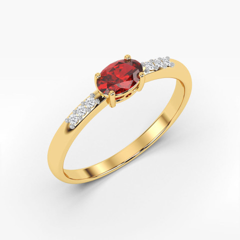 Pierścionek z żółtego złota z rubinem - próba 585 0,63CT PV-197AR