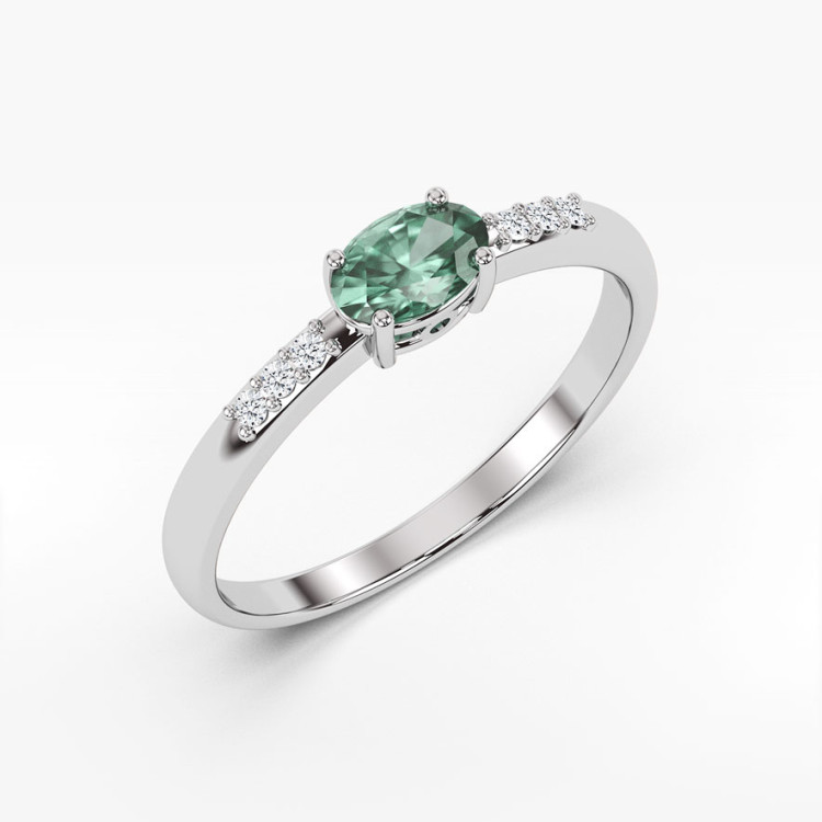 Pierścionek z białego złota ze szmaragdem - próba 585 0,43CT PV-197BSZ
