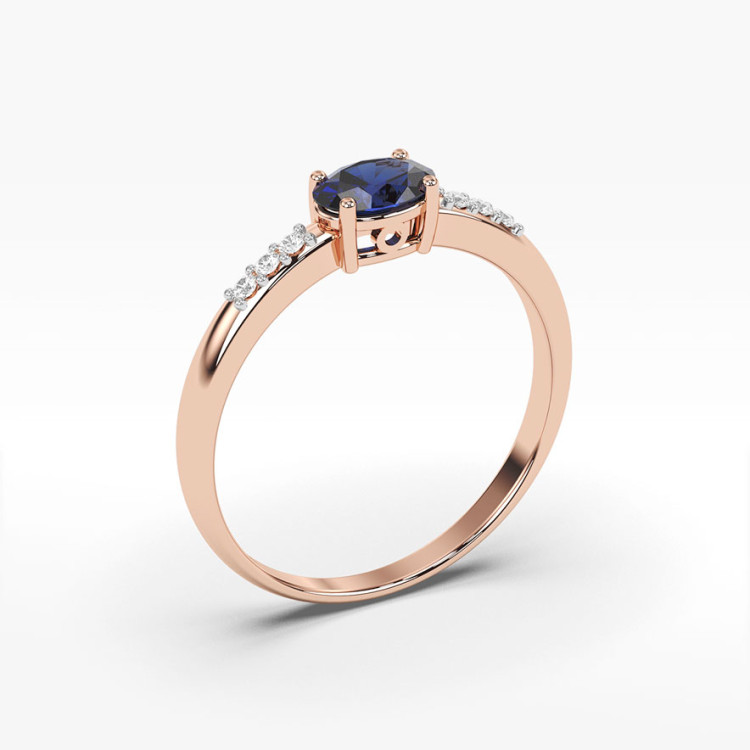 Pierścionek z różowego złota z szafirem - próba 585 0,73CT PV-197CS