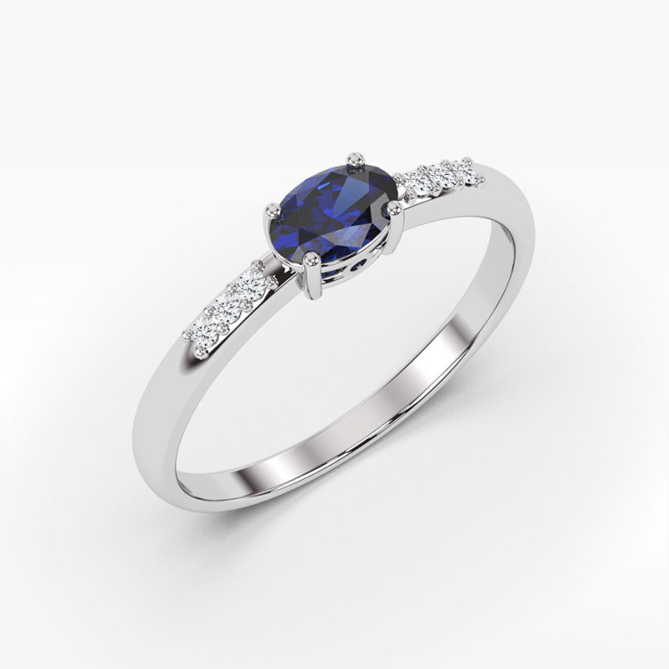 Pierścionek z białego złota z szafirem - próba 585 0,73CT PV-197BS
