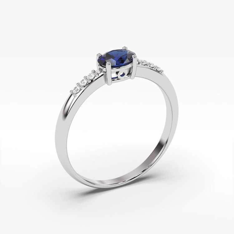 Pierścionek z białego złota z szafirem - próba 585 0,73CT PV-197BS