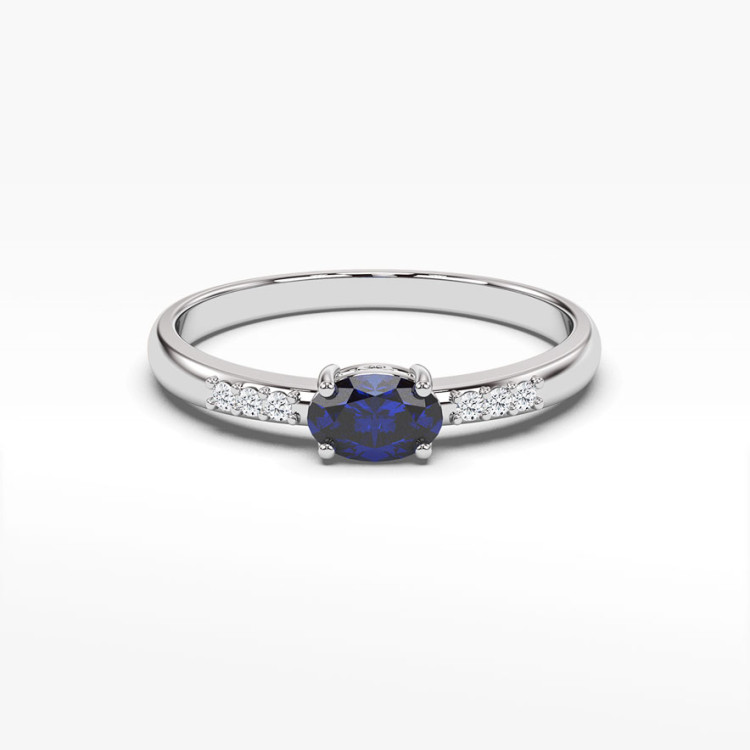 Pierścionek z białego złota z szafirem - próba 585 0,73CT PV-197BS
