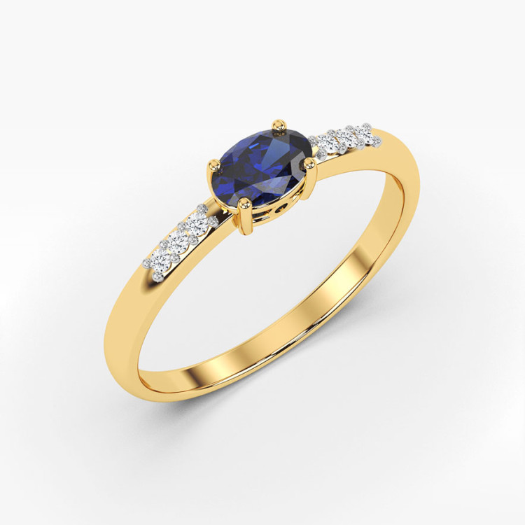 Pierścionek z żółtego złota z szafirem - próba 585 0,73CT PV-197AS