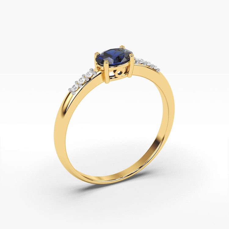 Pierścionek z żółtego złota z szafirem - próba 585 0,73CT PV-197AS