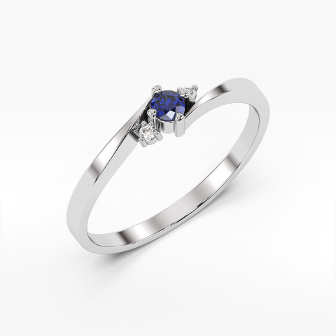 Pierścionek z białego złota z szafirem - próba 585 0,167CT PV-205BS