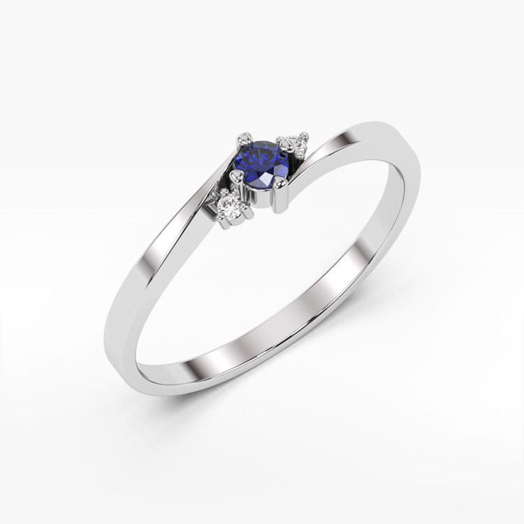 Pierścionek z białego złota z szafirem - próba 585 0,167CT PV-205BS