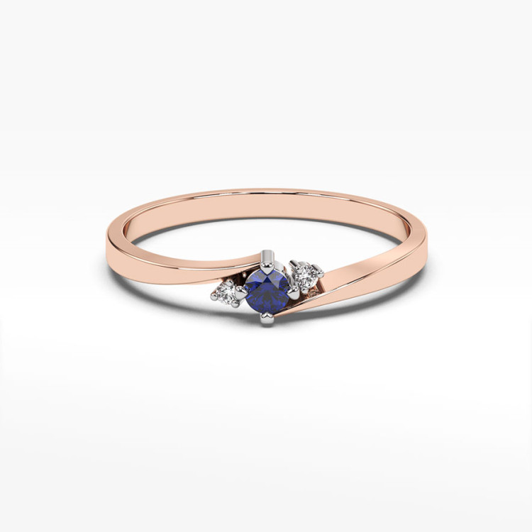 Pierścionek z różowego złota z szafirem - próba 585 0,167CT PV-205CS