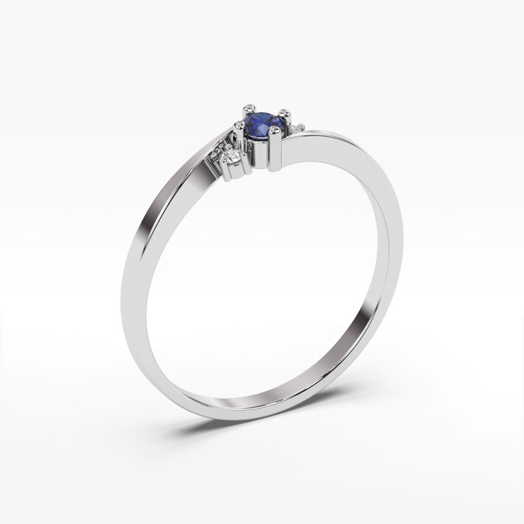Pierścionek z białego złota z szafirem - próba 585 0,167CT PV-205BS