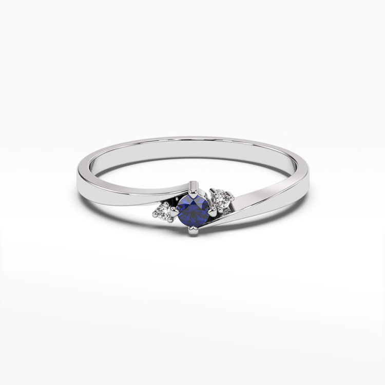 Pierścionek z białego złota z szafirem - próba 585 0,167CT PV-205BS