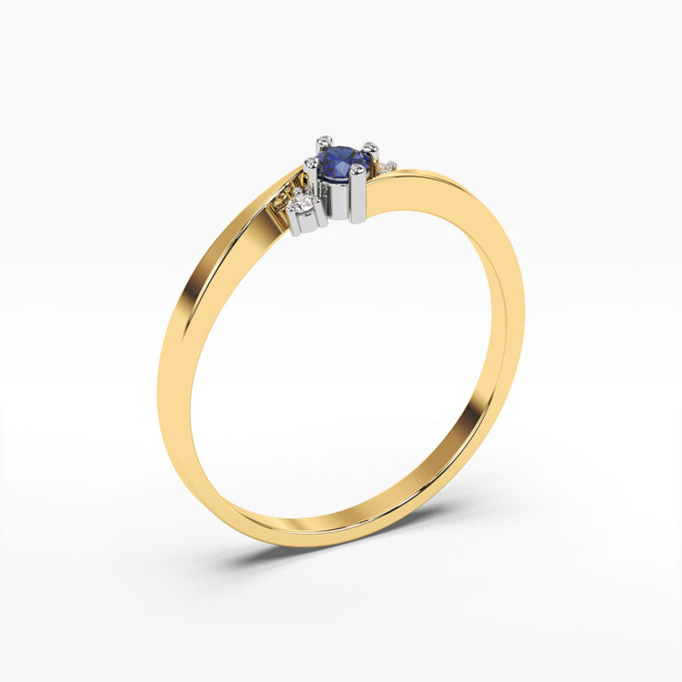 Pierścionek z żółtego złota z szafirem - próba 585 0,167CT PV-205AS