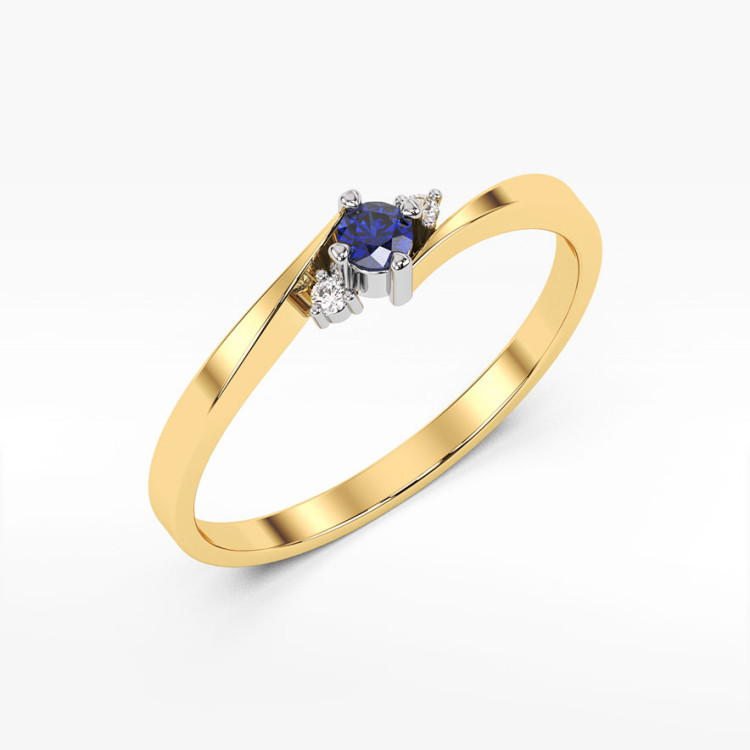 Pierścionek z żółtego złota z szafirem - próba 585 0,167CT PV-205AS