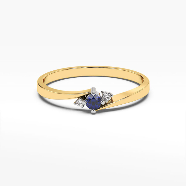 Pierścionek z żółtego złota z szafirem - próba 585 0,167CT PV-205AS