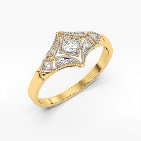 Pierścionek z żółtego złota z diamentami  - próba 585 0,19CT PV-216A