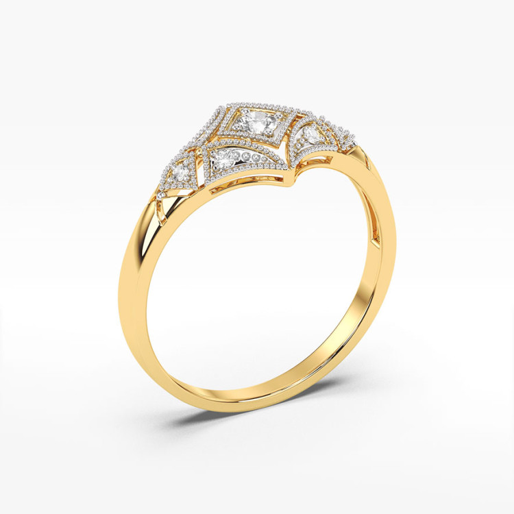 Pierścionek z żółtego złota z diamentami  - próba 585 0,19CT PV-216A