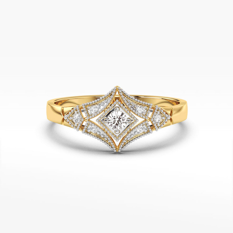 Pierścionek z żółtego złota z diamentami  - próba 585 0,19CT PV-216A