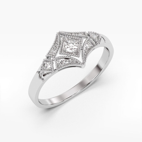 Pierścionek z białego złota z diamentami  - próba 585 0,19CT PV-216B