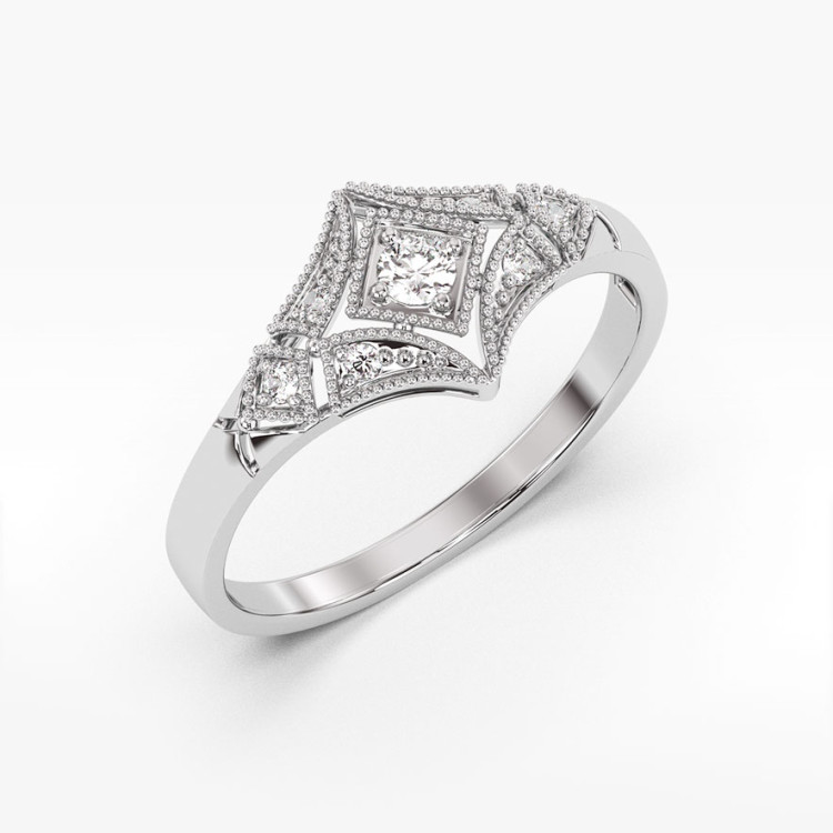 Pierścionek z białego złota z diamentami  - próba 585 0,19CT PV-216B