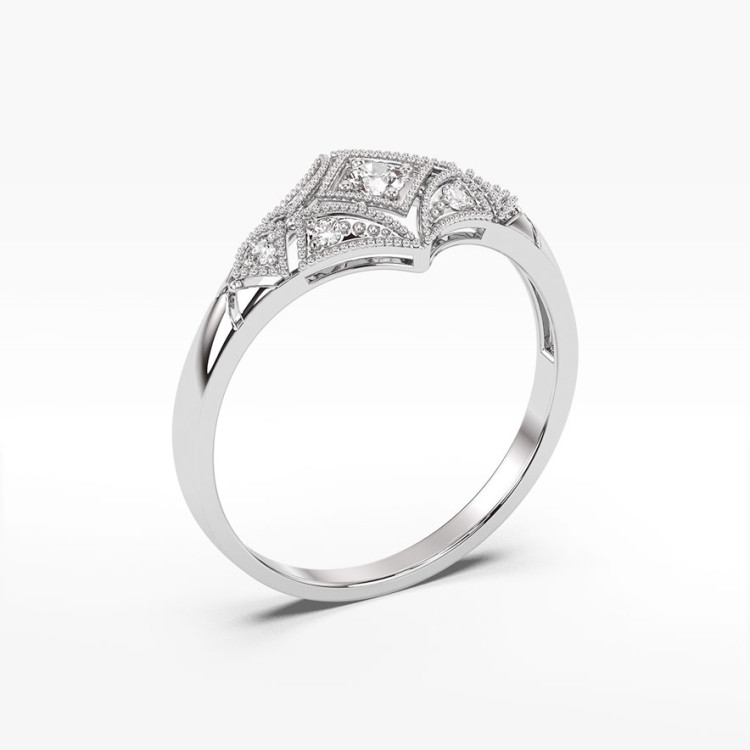 Pierścionek z białego złota z diamentami  - próba 585 0,19CT PV-216B