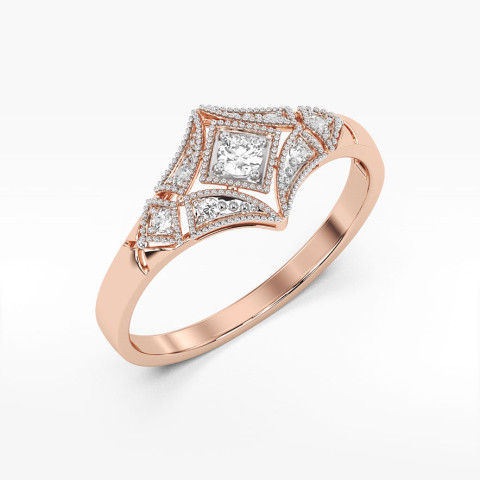 Pierścionek z różowego złota z diamentami  - próba 585 0,19CT PV-216C