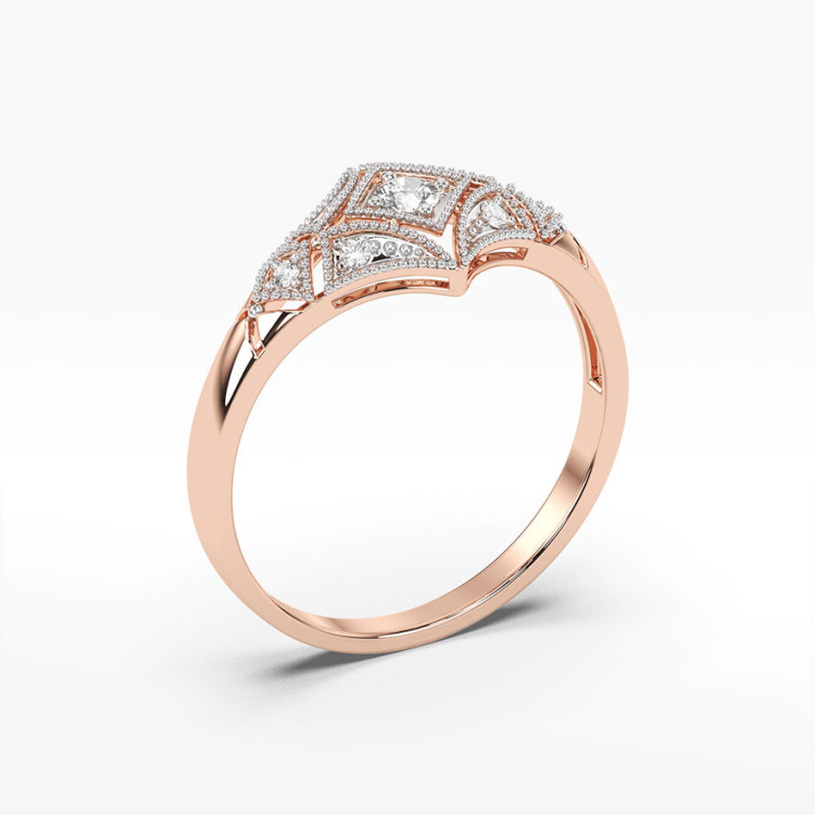 Pierścionek z różowego złota z diamentami  - próba 585 0,19CT PV-216C