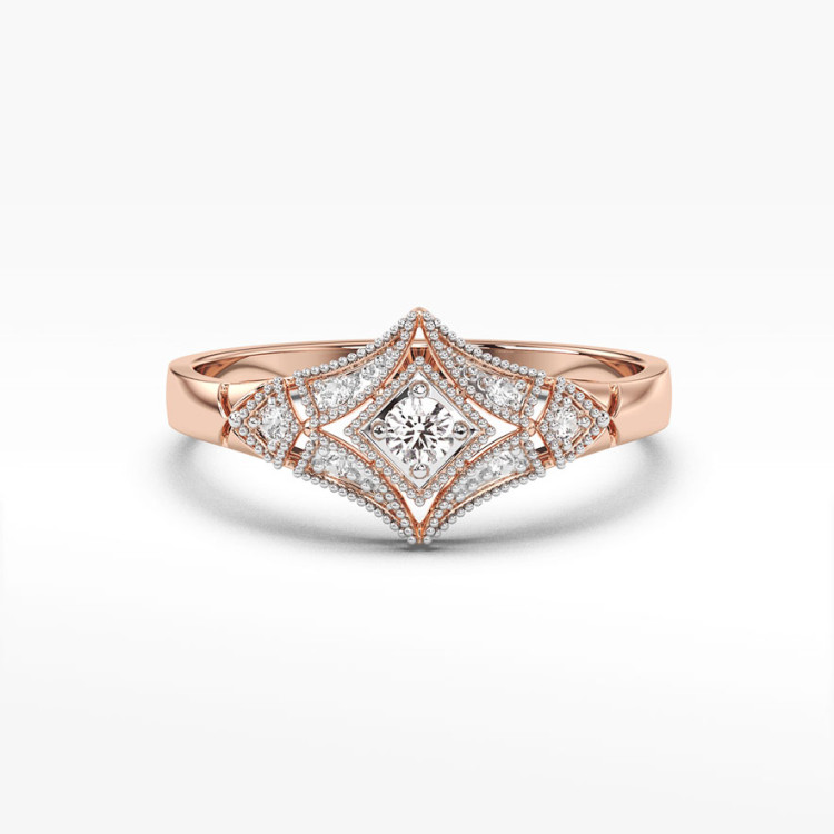 Pierścionek z różowego złota z diamentami  - próba 585 0,19CT PV-216C