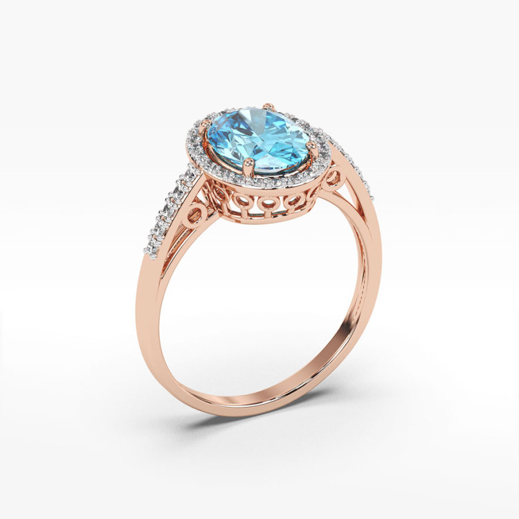 Pierścionek z różowego złota z topazem Swiss - próba 585 1,86CT PV-238CT