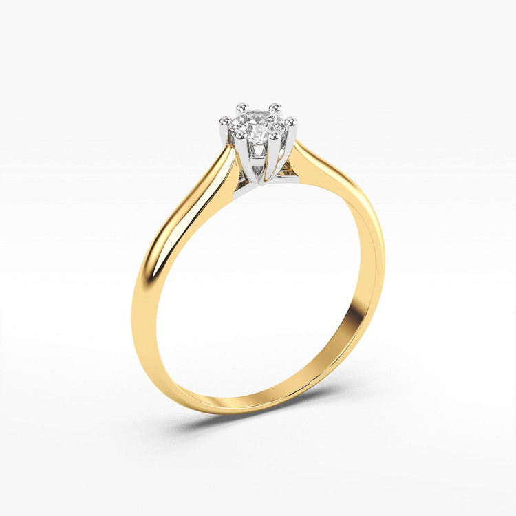 Pierścionek z żółtego złota z diamentem - próba 585 0,25CT PV-260A