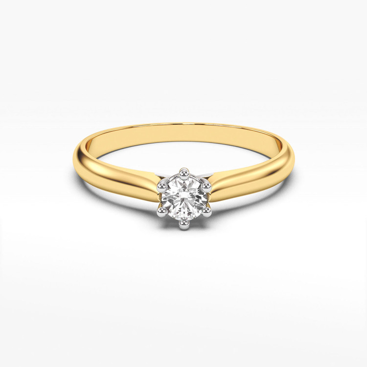 Pierścionek z żółtego złota z diamentem - próba 585 0,25CT PV-260A