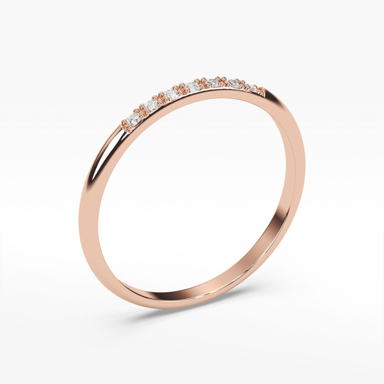 Pierścionek z różowego złota z diamentami - próba 585 0,04CT PV-269C