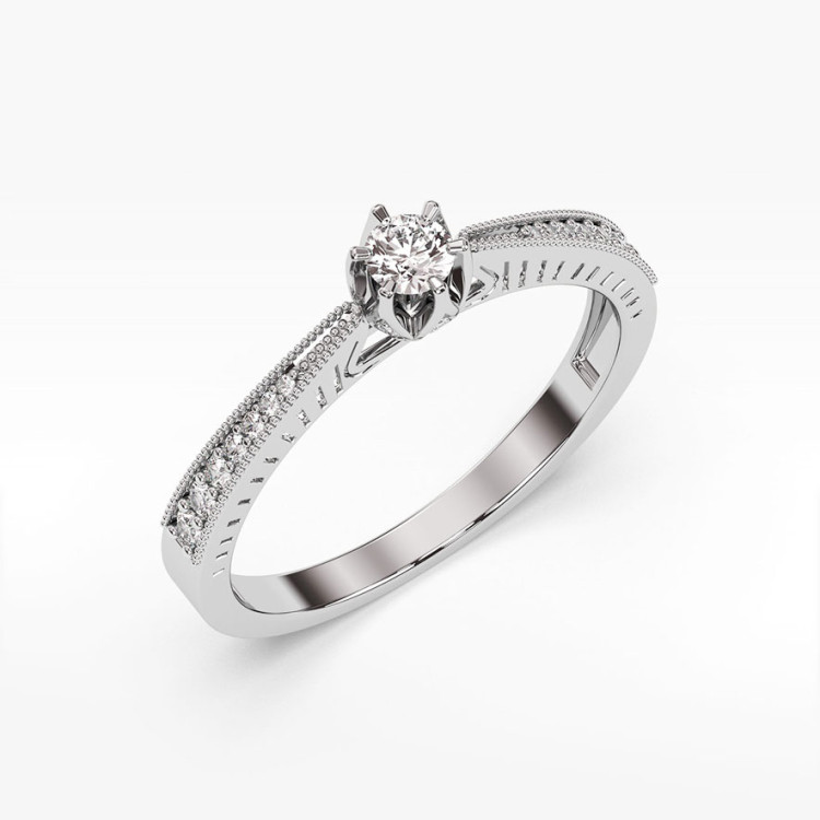 Pierścionek z białego złota z diamentami  - próba 585 0,30CT PV-187B