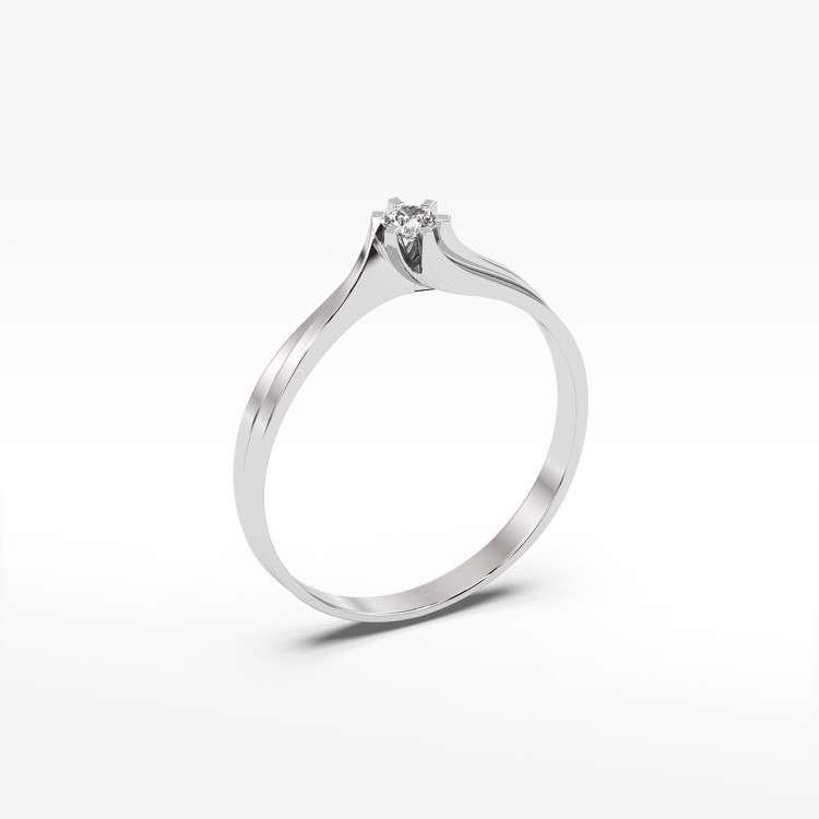 Pierścionek z białego złota z diamentem - próba 585 0,10CT PV-039B