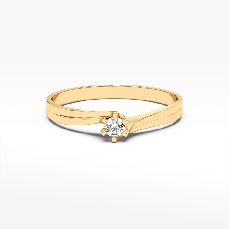 Pierścionek z żółtego złota z diamentem - próba 585 0,10CT PV-039A