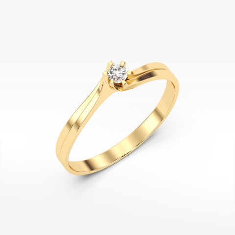 Pierścionek z żółtego złota z diamentem - próba 585 0,10CT PV-039A