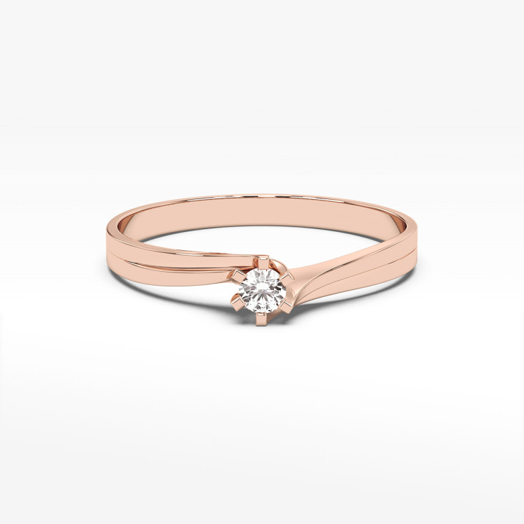 Pierścionek z różowego złota z diamentem - próba 585 0,10CT PV-039C