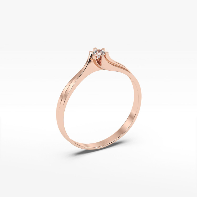 Pierścionek z różowego złota z diamentem - próba 585 0,10CT PV-039C