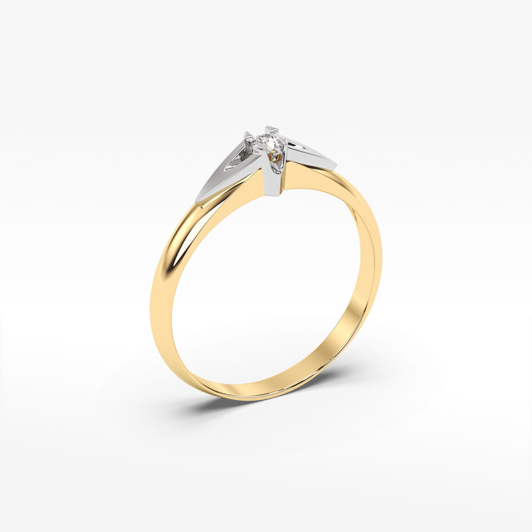 Pierścionek z żółtego złota z diamentem - próba 585 0,04CT PV-043A