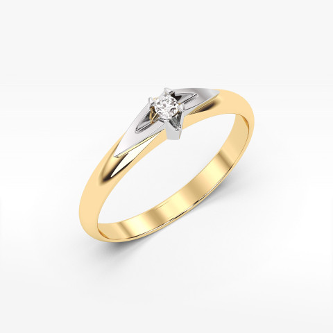 Pierścionek z żółtego złota z diamentem - próba 585 0,04CT PV-043A