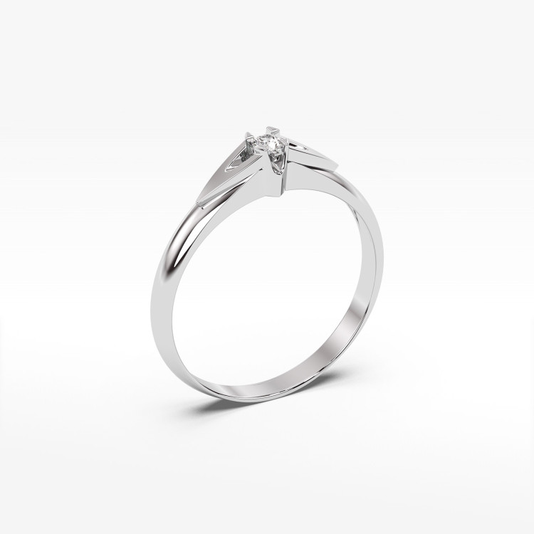 Pierścionek z białego złota z diamentem - próba 585 0,04CT PV-043B