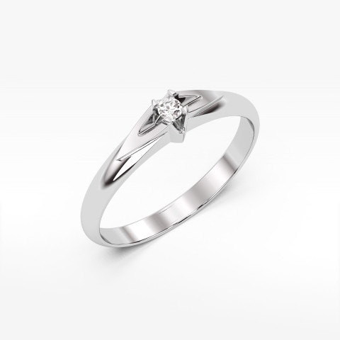 Pierścionek z białego złota z diamentem - próba 585 0,04CT PV-043B